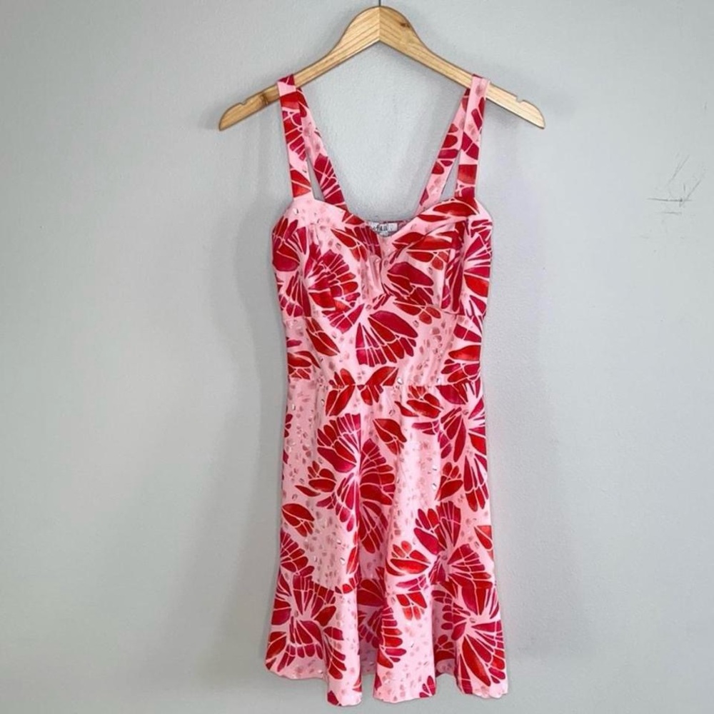 AUW Pink and Red Floral Dress